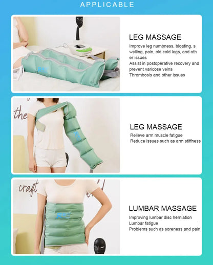 5-Chamber Air Compression Leg & Arm Massager - 6 Modes, Adjustable Intensity for Varicose Veins, Edema Relief & Muscle Recovery