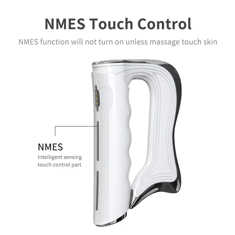 Portable Electric Fascia Gun with Microcurrent EMS Technology for Deep Tissue Muscle Pain Relief and Recovery Massager Tool