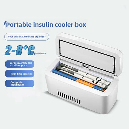 Insulin Pill Refrigerator Convenient Travel Pill Small Refrigerator Vaccine Serum Storage Box LCD Display Screen for Family