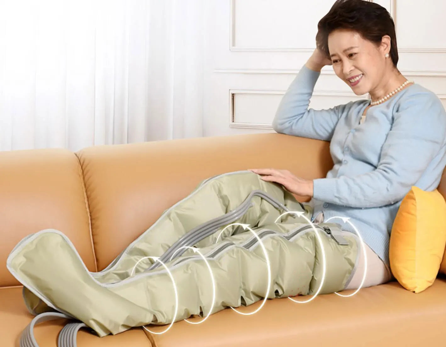 6 Chamber Electric Air Compression Leg Massager with Therapy for Pain Relief Full Body Relaxation Foot Arm Waist Massage Wraps