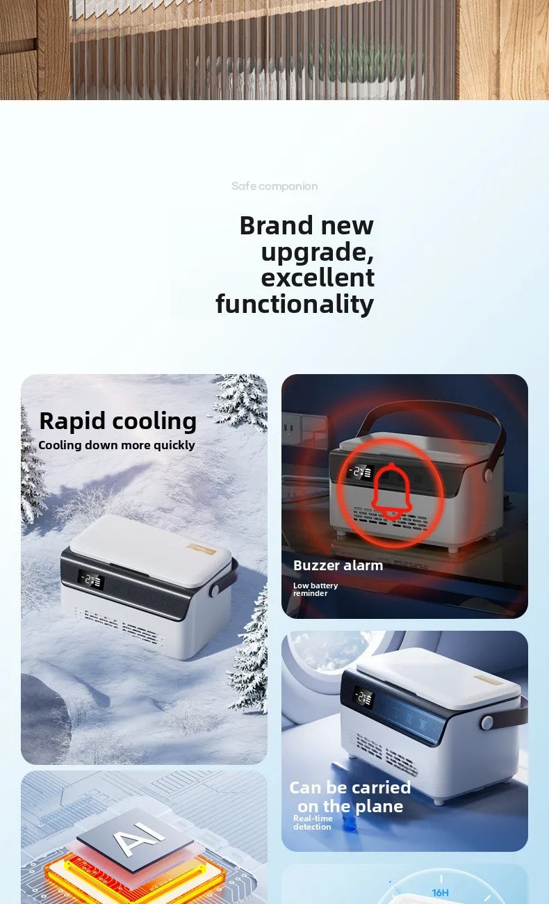 13600mAH*2 Insulin Cooler Mini Medicine Portable Refrigerator Smart Temperature Control LCD Display Medical Fridge for Travel