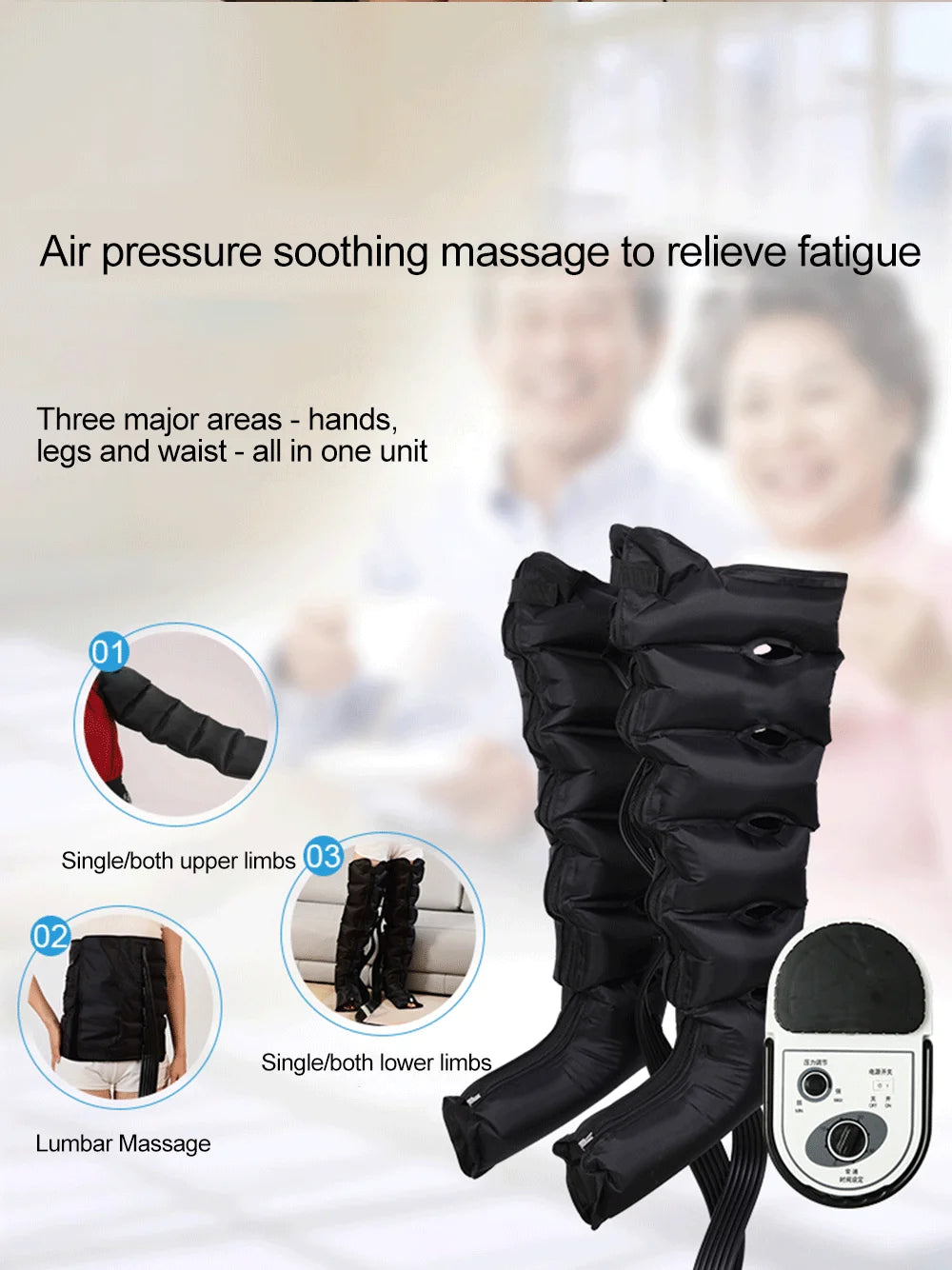 Syeosye 6 Cavity Air Compression Massager Leg Foot Circulation Pressotherapy Air Promote Blood Relaxation Pain Relief