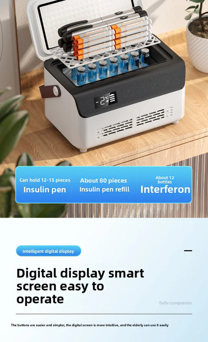 13600mAH*2 Insulin Cooler Mini Medicine Portable Refrigerator Smart Temperature Control LCD Display Medical Fridge for Travel