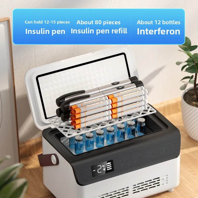 13600mAH*2 Insulin Cooler Mini Medicine Portable Refrigerator Smart Temperature Control LCD Display Medical Fridge for Travel