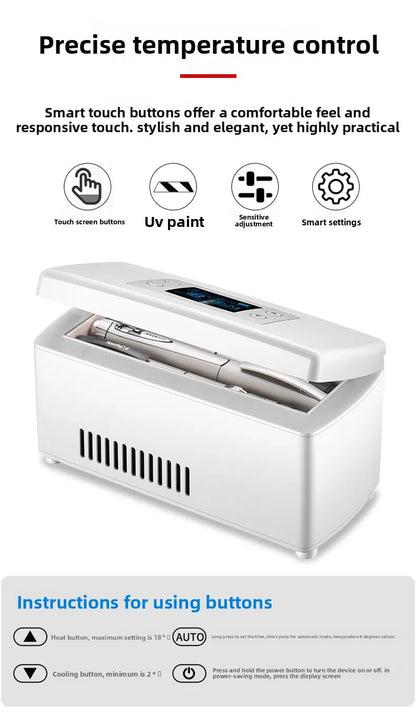Insulin Pill Refrigerator Convenient Travel Pill Small Refrigerator Vaccine Serum Storage Box LCD Display Screen for Family