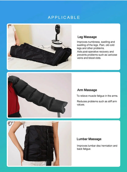 Syeosye 6 Cavity Air Compression Massager Leg Foot Circulation Pressotherapy Air Promote Blood Relaxation Pain Relief