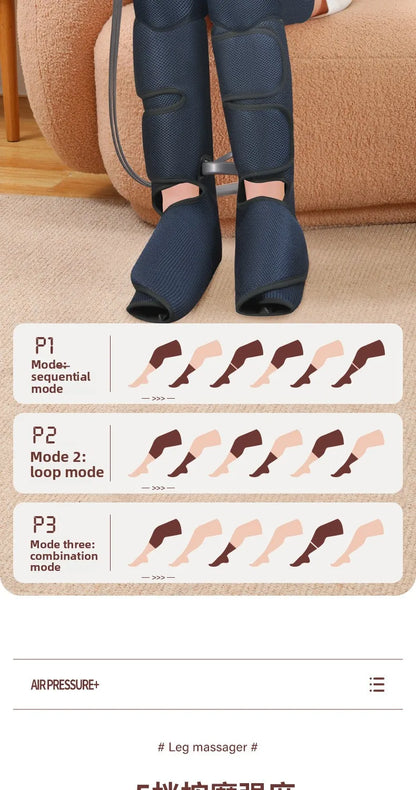 Air Compression Leg Massager Foot Calf Machine Blood Circulation Relaxation Instrument Long Airbag Vibration Heating Knee Tool