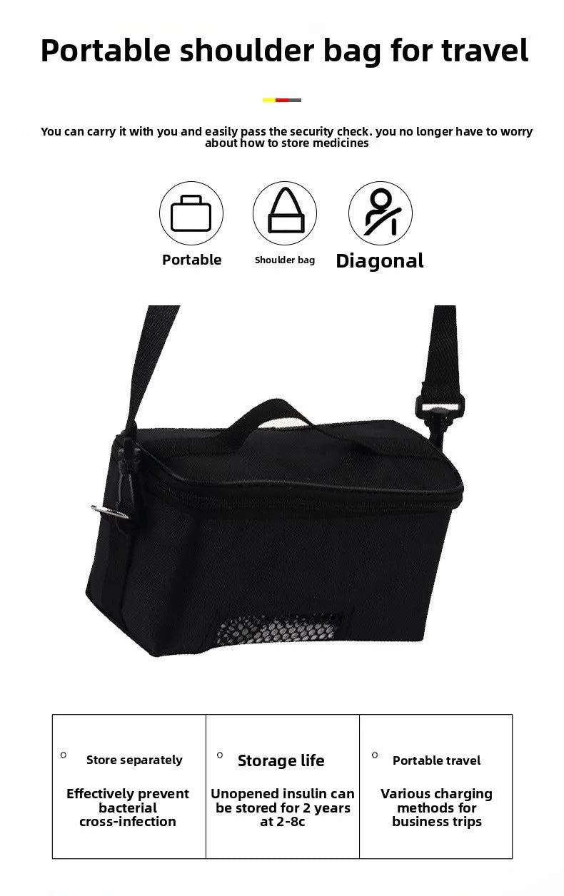 Insulin Pill Refrigerator Convenient Travel Pill Small Refrigerator Vaccine Serum Storage Box LCD Display Screen for Family