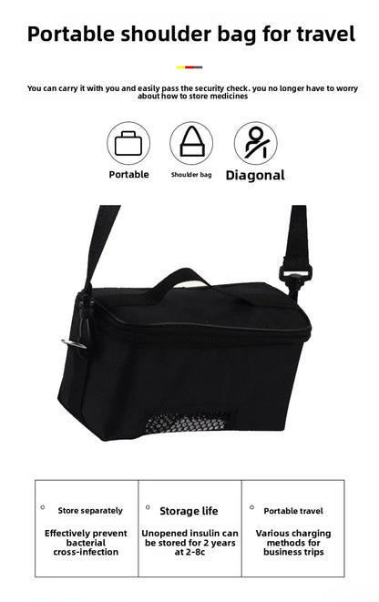Insulin Pill Refrigerator Convenient Travel Pill Small Refrigerator Vaccine Serum Storage Box LCD Display Screen for Family