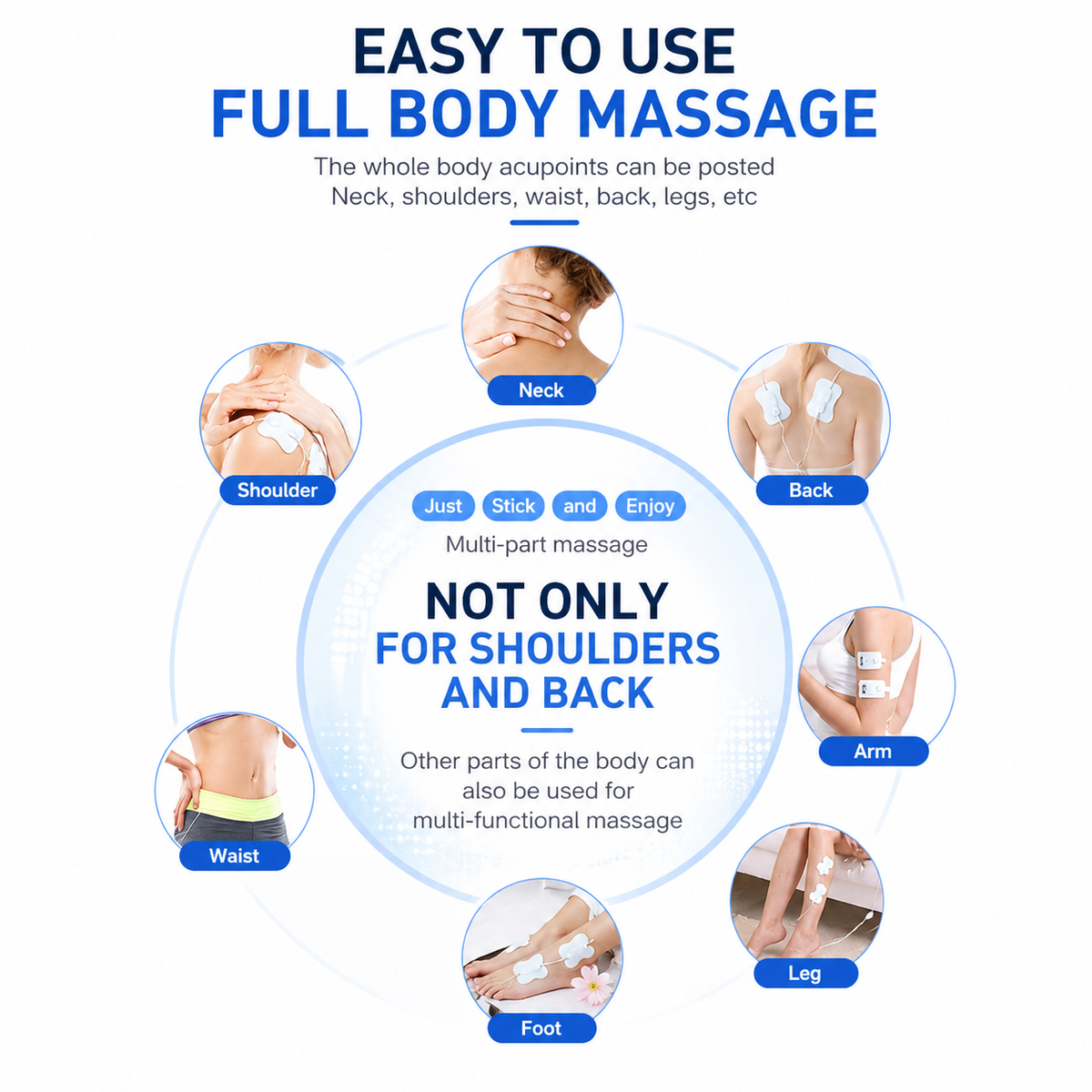 EMS Digital Pulse Massager with 8 Electrode Pads – Multifunction Electronic Muscle Massage Device with Adjustable Intensity for Relaxation, Daily Comfort and Home Wellness