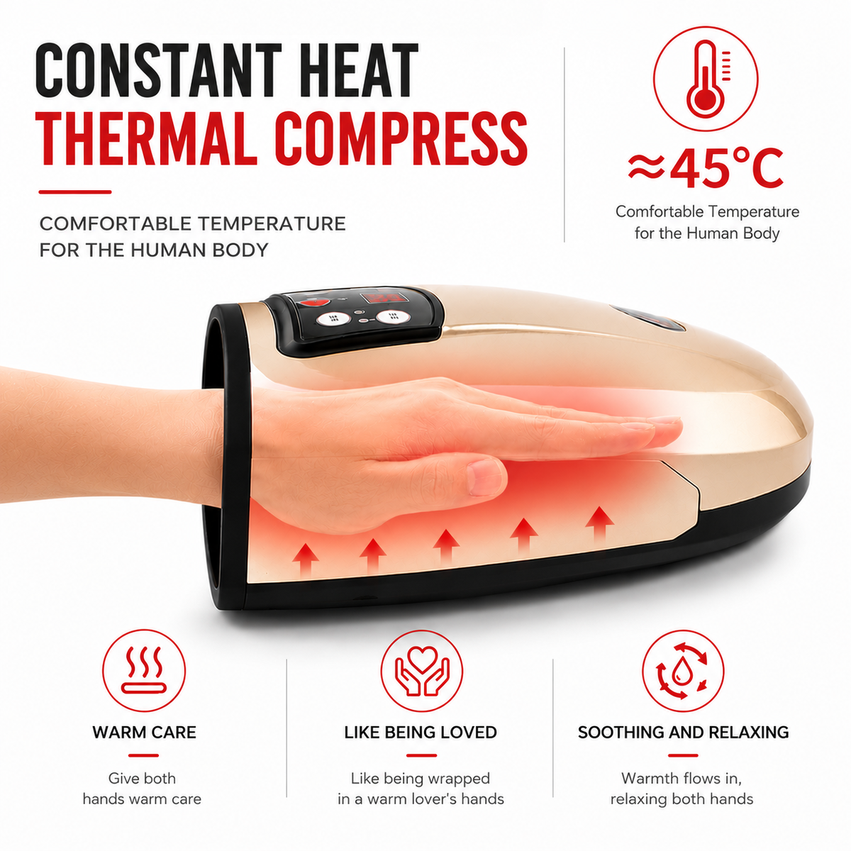 Air Compression Hand Massager for Palm and Fingers with Adjustable Pressure – Electric Hand Massage Device for Relaxation, Daily Comfort and Home Wellness