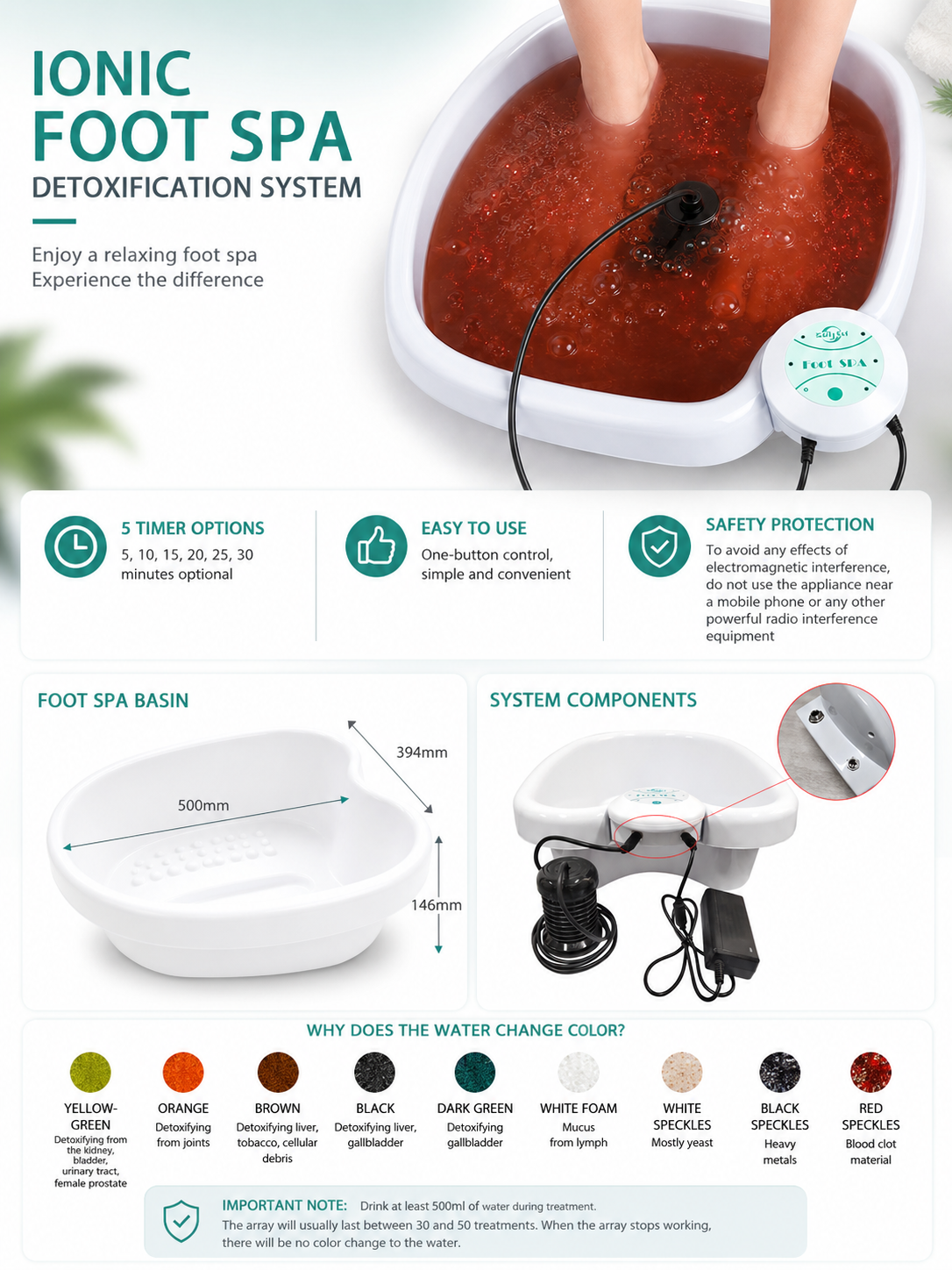 Portable Ionic Foot Bath Spa Machine with Heating – Electric Foot Soaking System for Home Relaxation, Daily Comfort and Personal Wellness