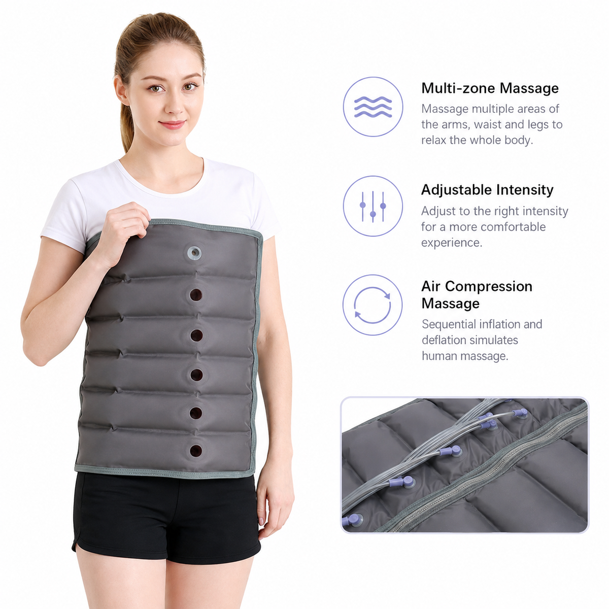 AOMEIJIA 6-Chamber Electric Air Compression Leg Massager with Adjustable Pneumatic Foot and Calf Wraps – Sequential Air Pressure Massage Machine for Legs and Feet, Daily Relaxation, Post-Workout Comfort, Fitness and Home Wellness