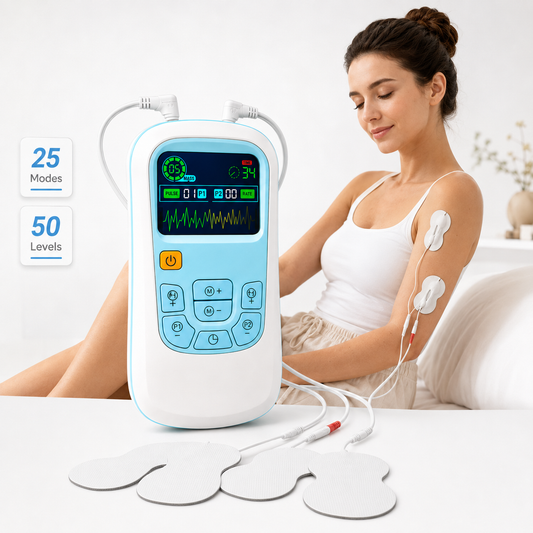 EMS Digital Pulse Massager with 8 Electrode Pads – Multifunction Electronic Muscle Massage Device with Adjustable Intensity for Relaxation, Daily Comfort and Home Wellness