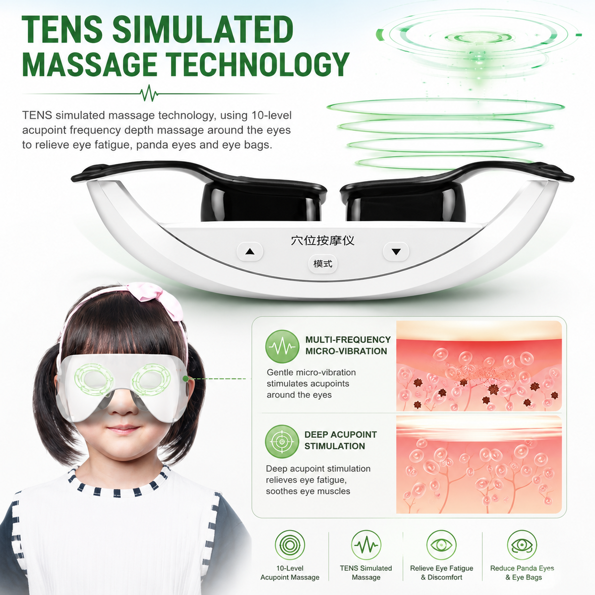 3D EMS Eye Massager with Acupressure and Multi-Mode Eye Care – Relaxing Eye and Temple Massage Glasses for Daily Comfort, Rest and Home Wellness