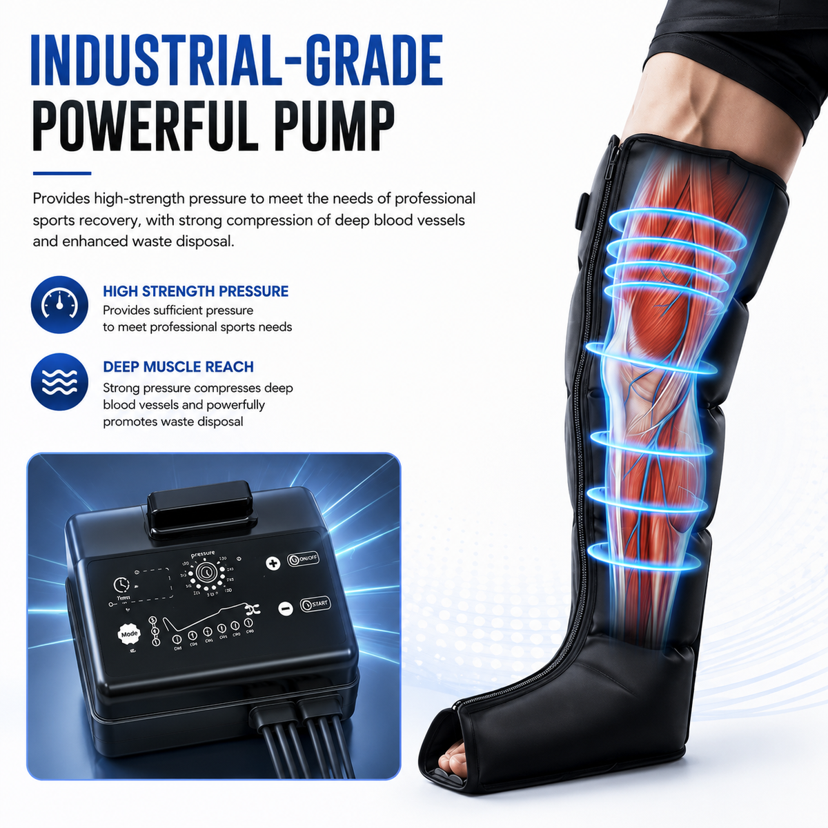 6-Chamber Intelligent Air Compression Leg Massager with Adjustable Pressure – Sequential Air Wave Massage System for Legs, Calves and Feet, Post-Workout Relaxation, Daily Comfort and Home Wellness